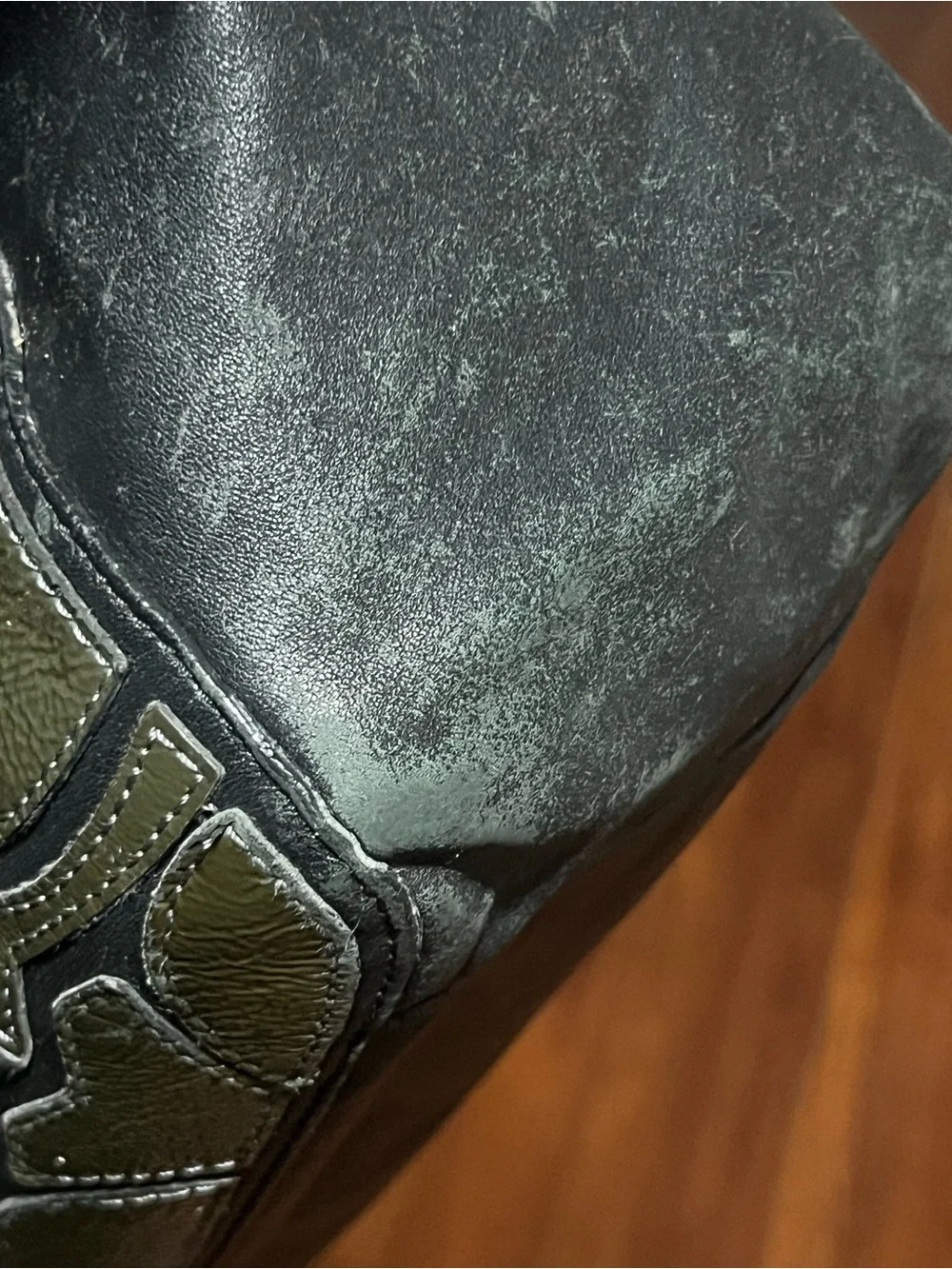 Coach Black and Olive Green Logo Patchwork Tote